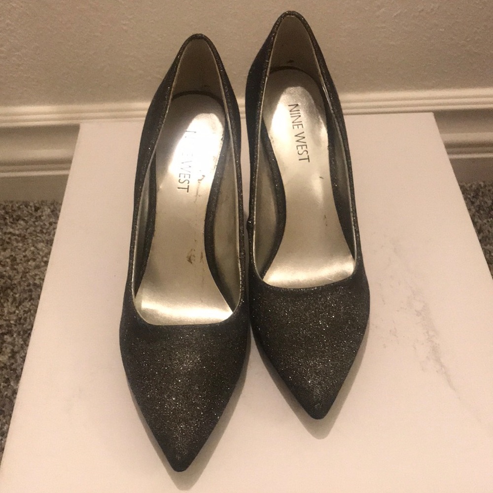 Silver sparkle heels